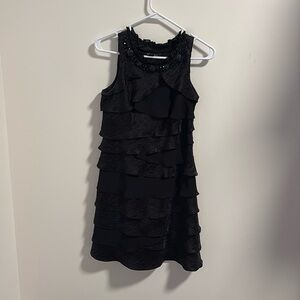 Size 4P SL fashions Black Ruffle Tiered Cocktail Dress